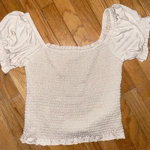 Ilia Light Brown Crop Top with Puff Sleeves